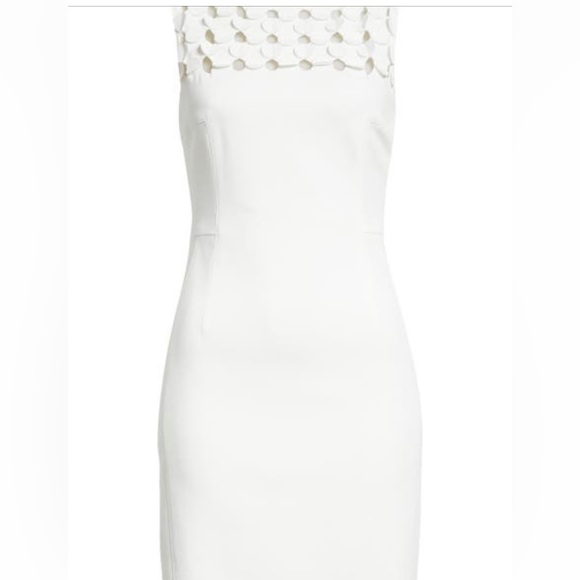 NWOT Akris punto Circle Cut Out Sleeveless Sheath Dress Size 4 Cream - Picture 5 of 11